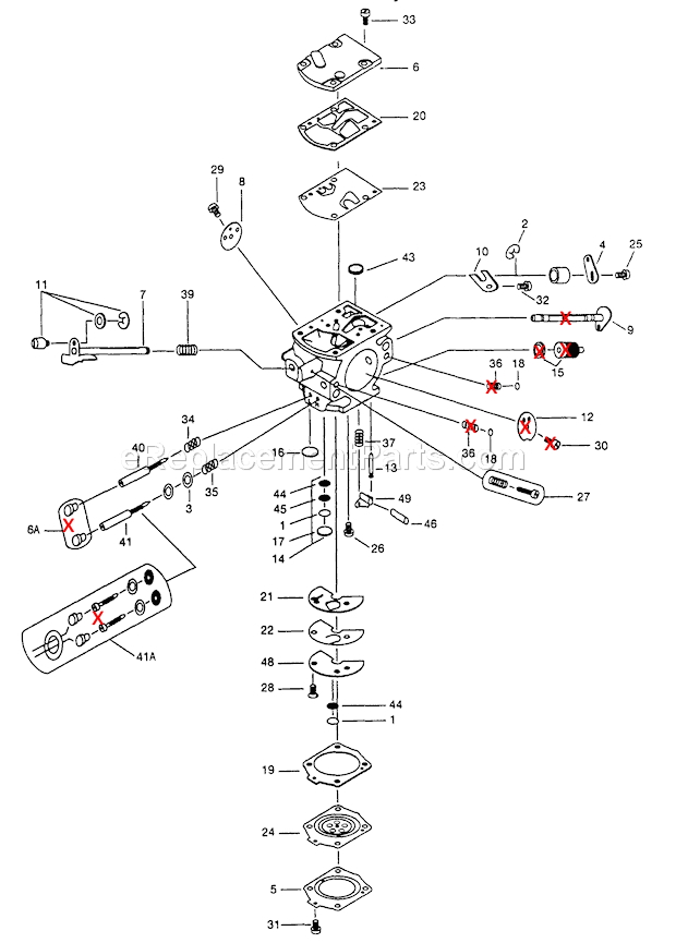 walbro wb-37 carburetor exploded parts view