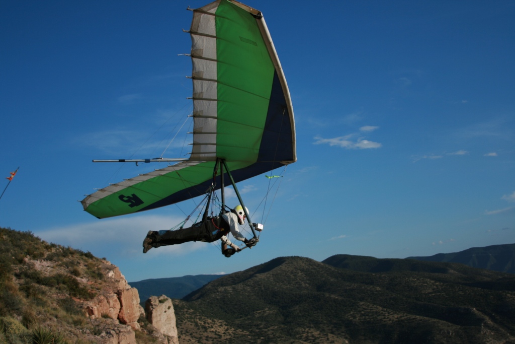 Hang glider launch from Dry Canyon