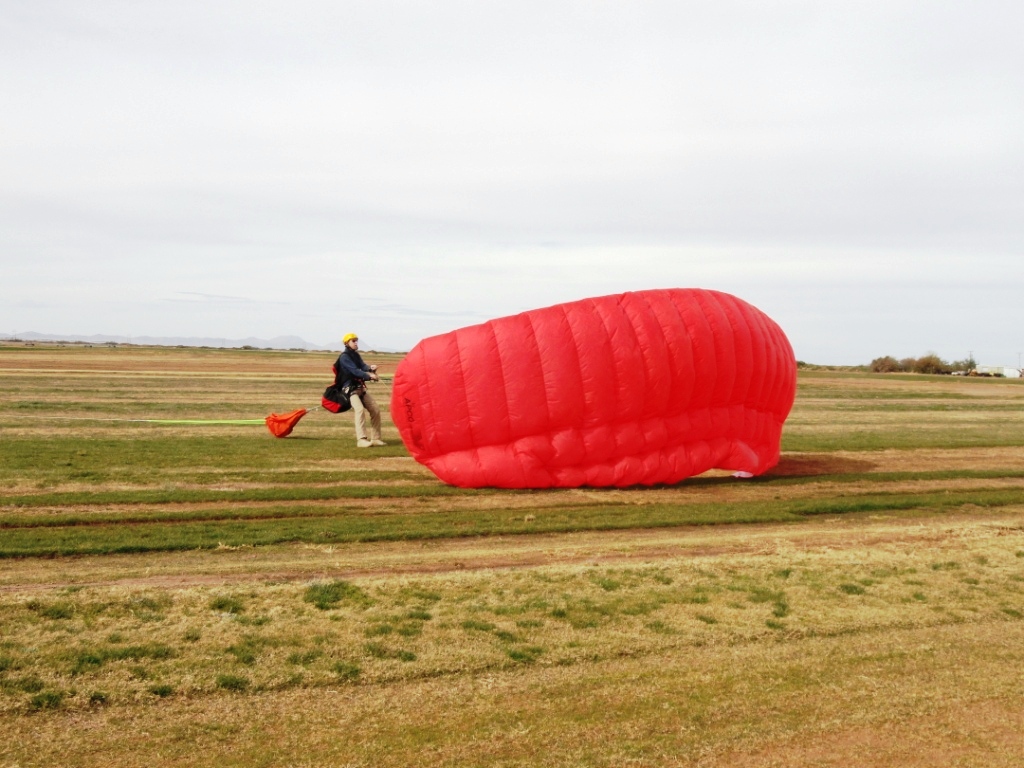 Stabilizing a Paraglider at Launch while Doing a Reverse Inflation