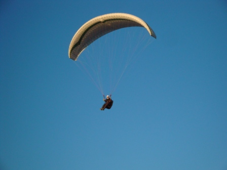 paraglider soaring the mountains