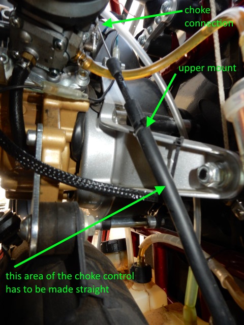 Polini Thor 130 with details on the choke control system