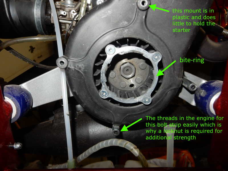 Polini flash starter points of failure on the engine shroud