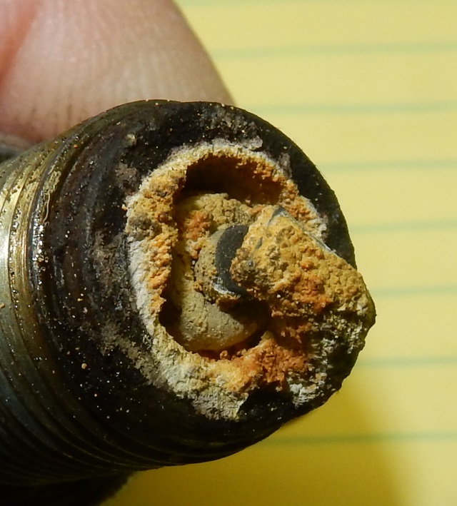 spark plug from an AVGAS burning engine