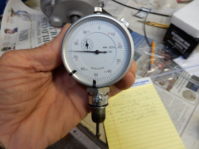 TDC dial indicator made from a used 14mm spark plug